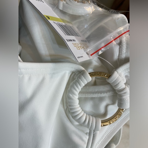 NWT MICHAEL Michael Kors Logo Ring One Shoulder One Piece Swimsuit, white - Picture 6 of 6